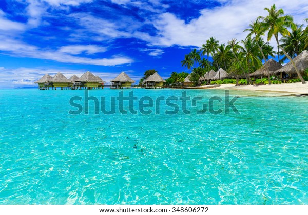 Bora Bora French Polynesia Over Water Stock Photo Edit Now 348606272