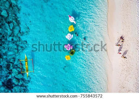 Similar – Image, Stock Photo Palawan, Philippines aerial drone view of turquoise lagoon and limestone cliffs. El Nido Marine Reserve Park