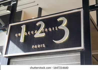 Bordeaux , Aquitaine / France - 02 15 2020 : 123 paris un deux trois sign logo shop store
