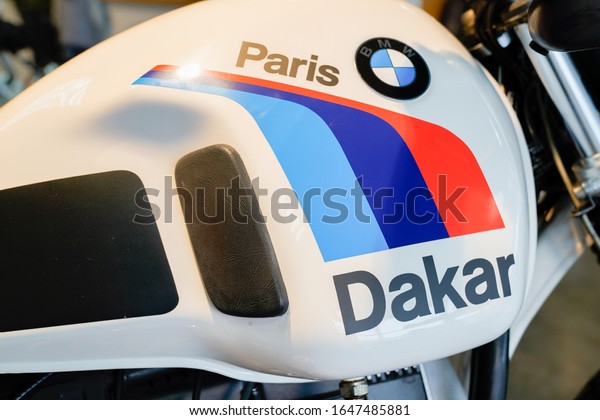 Bordeaux , Aquitaine / France - 02 15 2020 :\
BMW motorbike logo sign gs vintage paris dakar famous motorcycle\
manufacture historical\
collector