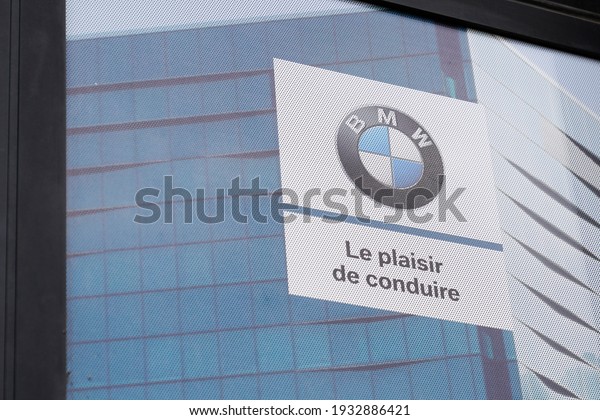 Bordeaux , Aquitaine France - 03 08 2021 : BMW\
car dealership sign text brand front of store luxury automakers\
logo shop vehicles