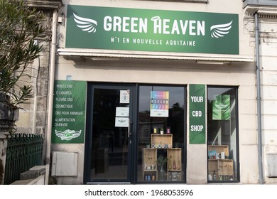 Bordeaux , Aquitaine France - 05 02 2021 : green heaven cbd shop logo and text sign of store marijuana Cannabidiol products in the city
