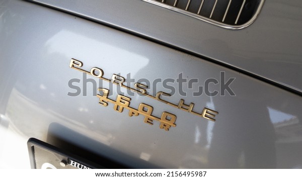 Bordeaux , Aquitaine  France - 05 08 2022 : Porsche\
356 super 1600 emblem logo brand and text sign of vintage german\
sport car