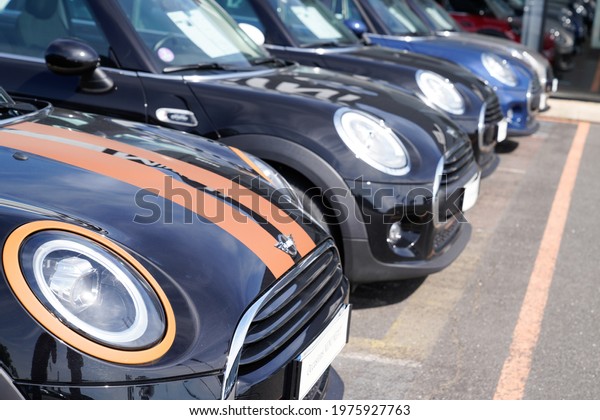 Bordeaux , Aquitaine France - 05 14 2021 :\
mini new model car park for sale in\
dealership