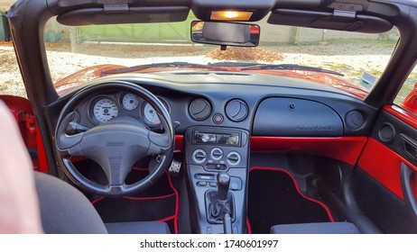 Bordeaux , Aquitaine / France - 05 05 2020 : Fiat Barchetta interior of car red roadster - Shutterstock ID 1740601997