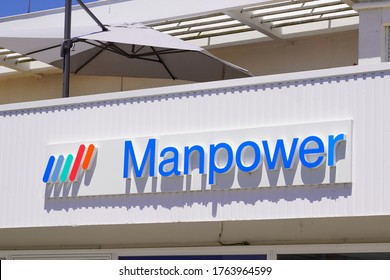 Bordeaux , Aquitaine / France - 06 20 2020 : Manpower Sign Text Logo Of Employment Staffing Firm Agency