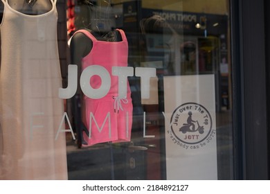 Bordeaux , Aquitaine  France - 07 25 2022 : Jott Family Sign Text And Scooter Logo Brand On Entrance Windows Facade Of Just Over The Top Front Of Store Clothes Chain