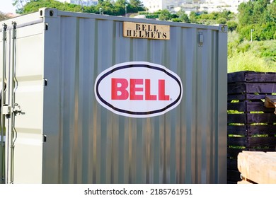 Bordeaux , Aquitaine  France - 07 28 2022 : Bell Helmets Motorbike Brand Text Helmet Logo Sign In Container Motorcycle Dealer Shop