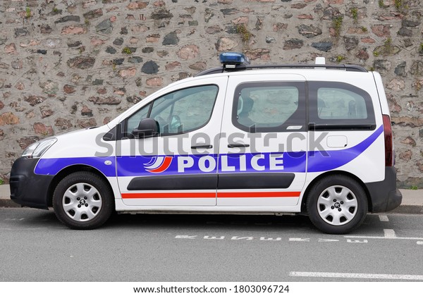 Bordeaux ,\
Aquitaine / France - 08 16 2020 : peugeot partner car of French\
national police parked in city\
street