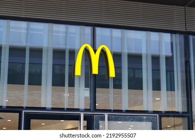 Bordeaux , Aquitaine  France - 08 20 2022 : McDonald Sign M Text Yellow Logo Brand On Restaurant Exterior Of McDonalds Fastfood