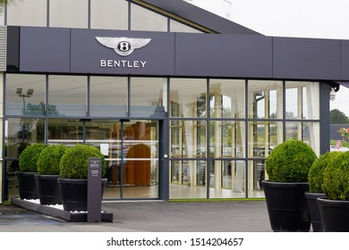 Bordeaux , Aquitaine / France - 09 24 2019 : Bentley Store Shop Windows Logo Outside Of Car Dealership Building