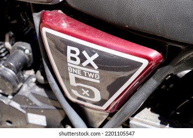 Bordeaux , Aquitaine  France - 10 09 2022 : Brixton 125 Motorcycle Side Panel Logo Brand And Text Sign On Motorbike Neo Retro