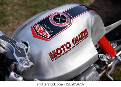 Bordeaux , Aquitaine  France - 10 09 2022 : Moto Guzzi Logo Brand And Text Sign Neo Retro Motorcycle Custom Limited Edition Speciale Centenario