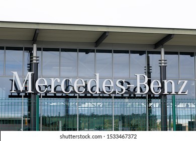 Bordeaux , Aquitaine / France - 10 15 2019 : Mercedes Benz Dealership Automobile Sign Shop Logo Car Windows