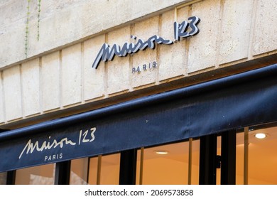 Bordeaux , Aquitaine France - 10 25 2021 : maison 123 paris sign brand and text logo front of fashion store 