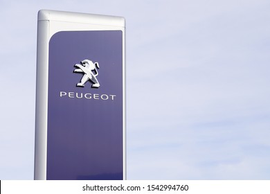 Bordeaux , Aquitaine / France - 10 27 2019 : Peugeot Dealership Sign Logo Car Shop French Automobile Manufacturer Group PSA Shop Signage Brand 