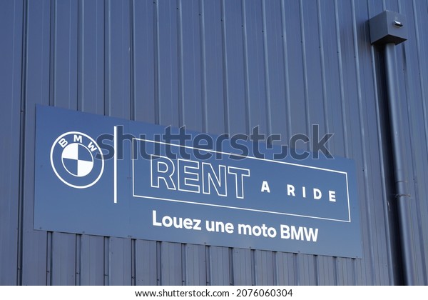 Bordeaux , Aquitaine France - 11 05 2021\
: BMW rent a ride logo sign and brand text of rental chain\
motorcycle germany dealership motorbike automakers\
shop