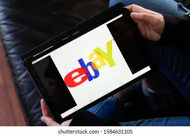 Bordeaux , Aquitaine / France - 11 25 2019 : ebay app logo application screen tablet e-commerce corporation online sales