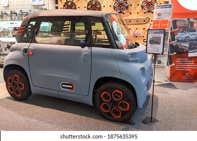 Bordeaux , Aquitaine  France - 12 12 2020 : Citroen Ami Electric Car Tiny Cube On Wheels Vehicle