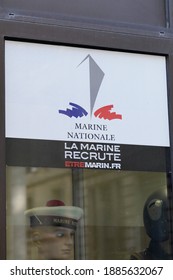 Bordeaux , Aquitaine  France - 12 28 2020 : Marine Natonale Recruitment Text Sign And Logo Of French Military Navy