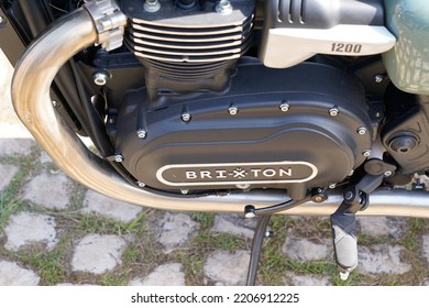 Bordeaux , Aquitaine  France - 19 09 2022 : Brixton 1200 Motorcycle Side Engine Logo Brand And Text Sign On Motorbike Neo Retro