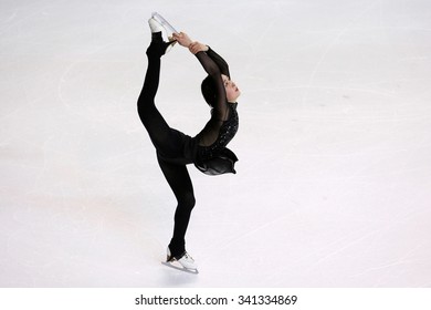 BORDEAUX, FRANCE - NOVEMBER 13, 2015: Kanako MURAKAMI Of Japan Performs Short Program At Trophee Bompard ISU Grand Prix At Patinoire Meriadeck Arena.