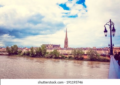 Bordeaux River Bridge With St Michel Cathedral 