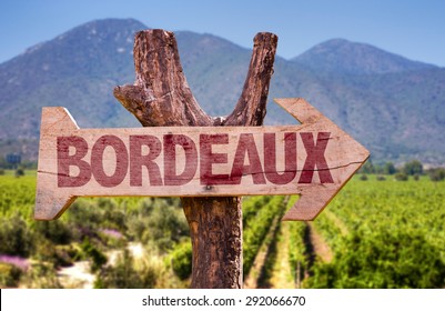 Bordeaux Wooden Sign With Winery Background