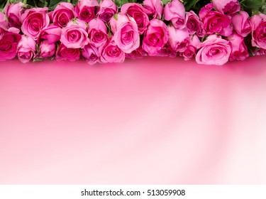 border of Beautiful fresh sweet pink rose for love romantic valentine background - Shutterstock ID 513059908