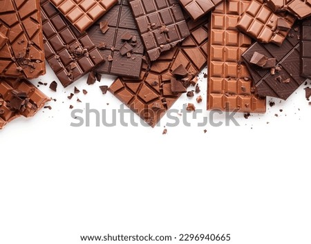 Border of chocolate bar background isolated on white background