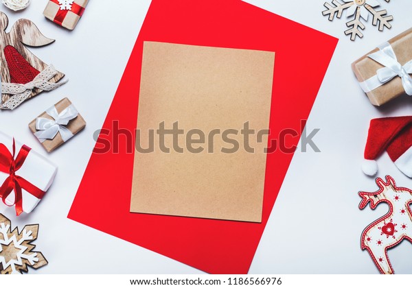 Border Christmas Decorations Gift Boxes Blank Stock Photo Edit