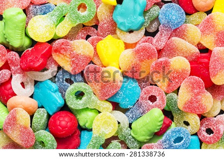 Border of colorful jelly candies