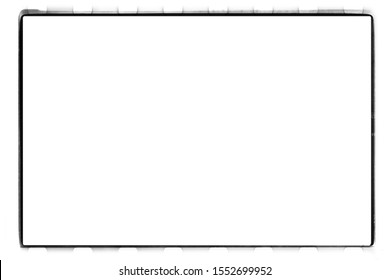 Border. Empty Square Medium Format 24x36 Mm Black And White 135 Type (35 Mm) Film Template With Copy Space Isolated On White Background With Work Path Inside The Image.