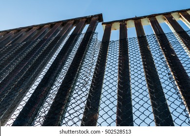 Border fence along the United States-Mexico Border in San Diego, California.