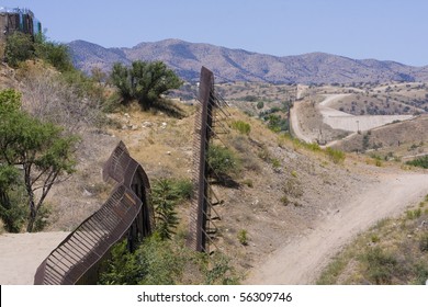 Border Fence Arizona, United States And Mexico