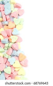 Border made of little colorful candy hearts