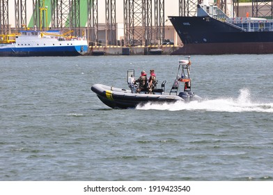 Border Patrol Boat In Port On July 21,2016 In  Klaipeda,Lithuania.
