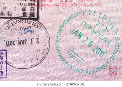 Border stamp in the passport when crossing the state border with Philippines. 