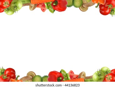border from vegetables and mushrooms