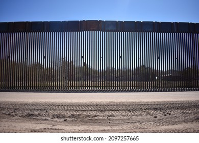 Border Wall Construction On The USA Mexico Border In The Sonoran Desert In Arizona