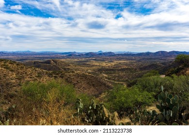 The Border Wall In Southern Arizona That Separates The United States From Mexico. 