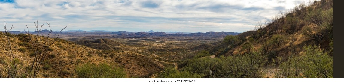 The Border Wall In Southern Arizona That Separates The United States From Mexico. 