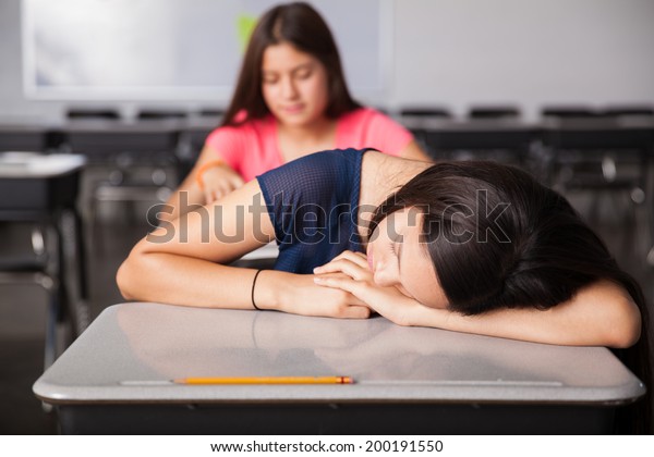 Bored High School Student Falling Asleep Stock Photo Edit Now