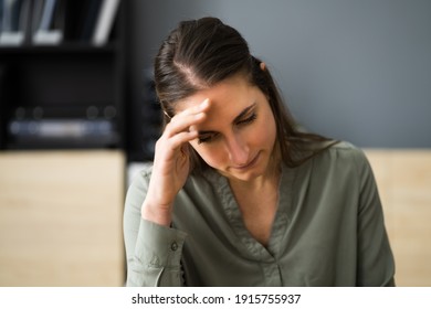 Bored Unhappy Sad Young Woman With Headache And Pain