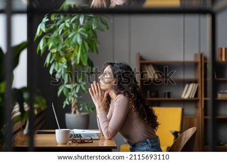 Bored unmotivated female worker sit at office desk with laptop tired of looking for problem solution, businesswoman need inspiration to make monotonous work or uninteresting task. Lack of motivation