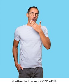 Bored Young Man Yawning Gesture