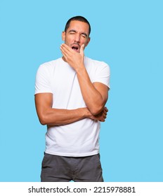 Bored Young Man Yawning Gesture