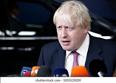 Boris Johnson, UKâ??s Secretary Of State For Foreign Affairs Attends An European Union Foreign Affairs Council Meeting In Brussels, Belgium On Jul. 17, 2017 