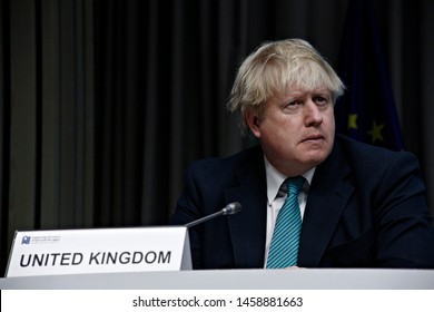 Boris Johnson, Secretary of State for Foreign Affairs gives a press conference in Brussels, Belgium on Apr. 05, 2017.
