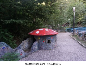 Borjomi Little Red Roofed Mushroom House at the Childrens Park